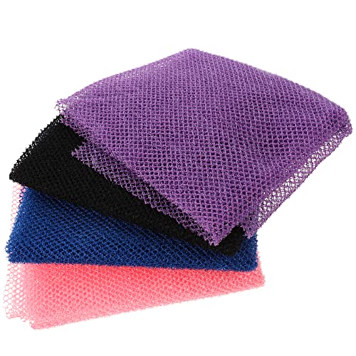 Homoyoyo 4 Stück Teiliges Peeling Netz aus Langlebigem Langes Körper Peeling Handtuch mit Mesh Struktur Sanfte Hautreinigung und Massage für Rücken und Schwer Erreichbare Stellen von Homoyoyo