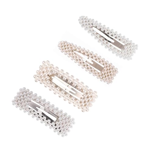 Homoyoyo 4 Stück Teiliges Perlen Damen und Mädchen Einfache Haarklammern in Dreieck Rechteckform Stilvolle Haaraccessoires in Gold und Silber Modische Haarnadeln für Alltag und Fest von Homoyoyo
