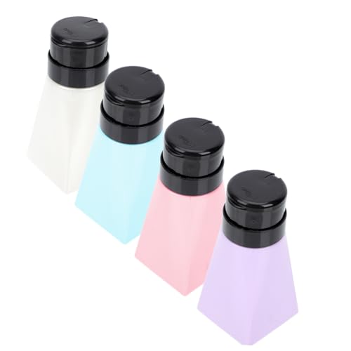 Homoyoyo 4 Stück Teiliges Pressflaschen Nagellackentfernerspender aus Robustem PP Wiederverwendbar Gemischte Farben Praktisch für Nagelpflege Make Up Entferner Lotion für Bad und von Homoyoyo