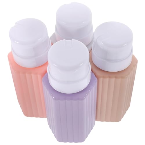 Homoyoyo 4 Stück Teiliges Pumpspender Flaschen mit Druckpumpe Auslaufsichere Nachfüllflaschen für Make-up Entferner Nagellackentferner Nachfüllbar mit Sicherheitsverschluss Geeignet für Bad von Homoyoyo