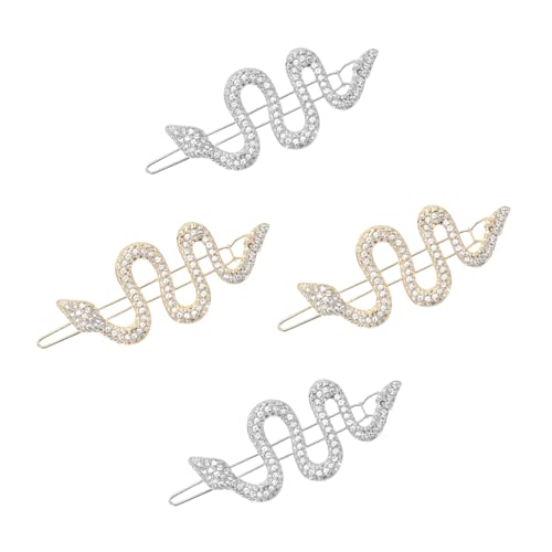 Homoyoyo 4 Stück Teiliges Schlangenförmige Damen Haarklammern aus Legierung mit Strasssteinen Rutschfest und Stabil Modischer Haarschmuck für Dickes und Sicherer Haarbruch von Homoyoyo