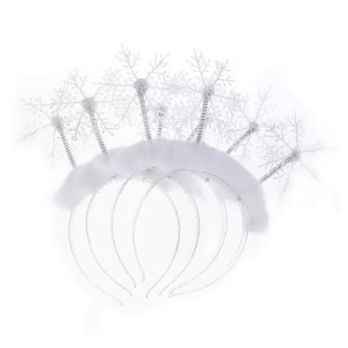 Homoyoyo 4 Stück Teiliges Schneeflocken Haarband Weihnachts Haarreif Federdesign für Damen und Festliche Kopfbedeckung für Party Kostüm und Familienfeiern von Homoyoyo
