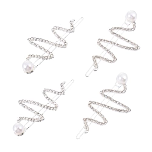Homoyoyo 4 Stück Wellenförmige Strass Haarspangen Für Frauen Glitzer Haarnadeln Hochzeits Haarschmuck Einfach Und Elegant Für Partys Und Feste von Homoyoyo