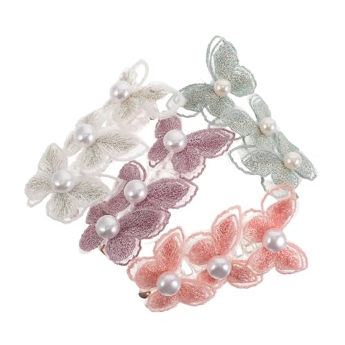 Homoyoyo 4stücke Spiral-haargummi Mit Spitze Und Perle Schmetterling-haargummi Mit Buntem Telefonkabel Elastischer Pferdeschwanzhalter Dehnbare Haarspirale Für Frauen Und Mädchen von Homoyoyo