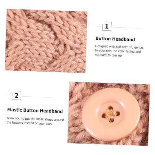 Homoyoyo 4 Stück Teiliges Strick Stirnband mit Knopf für Masken Winter Haarband mit Schleifen Knoten Elastisches Ohrenschutz Accessoire für Damen Warmes Stirnband für Outdoor und Alltag von Homoyoyo