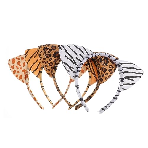 Homoyoyo 4stücke Katzenohr-stirnbänder Tier-haarreifen Leoparden-muster Junge Mädchen-haarbands Cosplay-kopfbedeckung Für Halloween Party von Homoyoyo