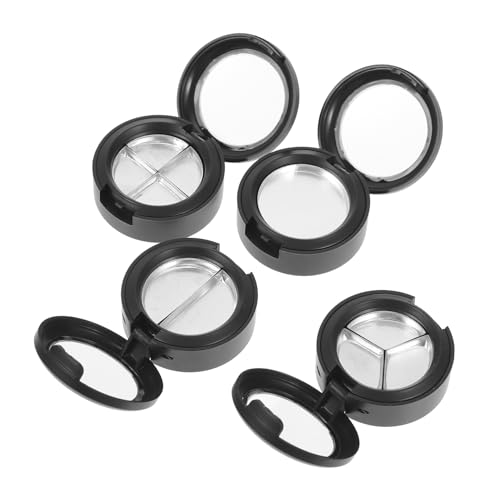Homoyoyo 4 Stück Teiliges Transparente Runde Fach Lidschattenboxen mit Mattschwarzen Aluminium Einsätzen Langlebige Multi Fach Kosmetikbehälter für Lidschatten Lippenstift und Diy von Homoyoyo