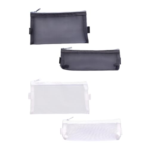 Homoyoyo 4 Stück Teiliges Transparenter Netz pencilbags mit Reißverschluss Langlebig und Geräumig Praktische Schreibwarenetuis für Schule Büro für Stifte und Zubehör von Homoyoyo