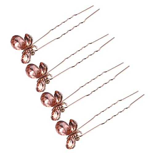 Homoyoyo 4 Stück U-förmige Haarstäbe Mit Glitzer Strass Dekor Für Hochsteckfrisuren Damen Haaraccessoires Für Hochzeiten Und Besondere Anlässe Champagnerfarben von Homoyoyo
