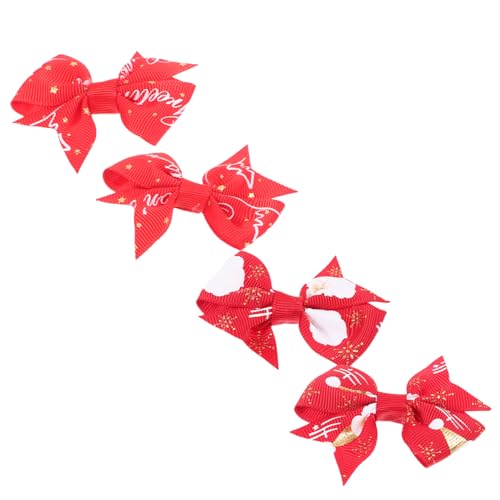 Homoyoyo 4 Stück Teiliges Weihnachts Haarschmuck mit Cartoon Schleifen Weiche Haarklammern Rutschfeste Haarnadeln für Mädchen Festlicher Haarschmuck für Weihnachtsfeier von Homoyoyo