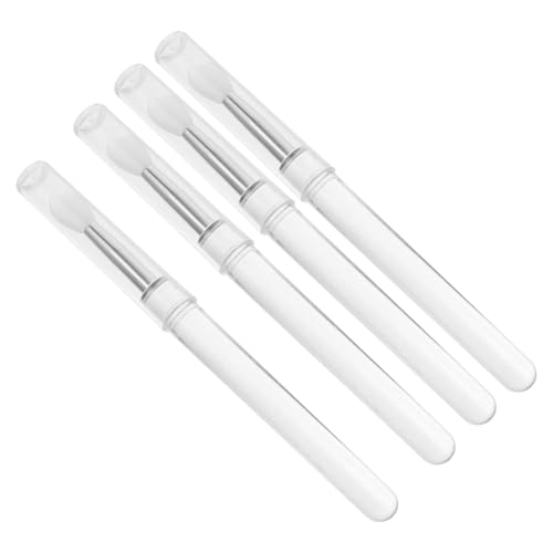 Homoyoyo 4 Stück Tragbarer Teiliges Silikon Lippenpinsel mit Deckel Weiche Umweltfreundliche Lip Balm Applikatoren Kompakt und Langlebig für Unterwegs Transparent und Leicht zu Reinigen von Homoyoyo