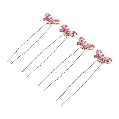Homoyoyo 4 Stück U Förmiger Strass Schmetterling Haarschmuck Teiliges Braut Haarnadeln Damen Haarspangen Stabil Leicht Vielseitig für Hochzeit Party Alltag von Homoyoyo