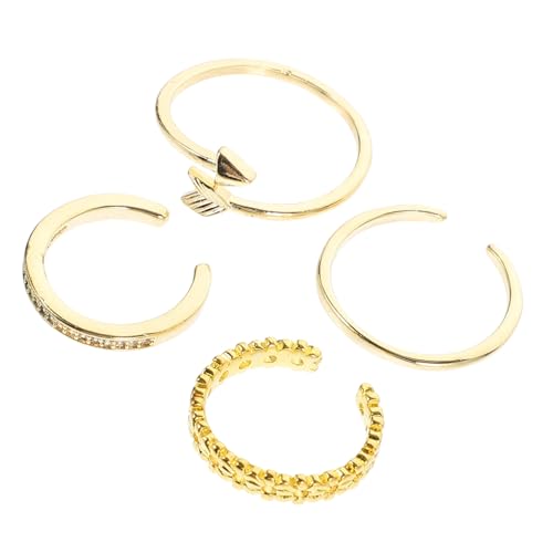 Homoyoyo 4 Stück Verstellbare Damenringe mit Zirkonia Offene Finger Ringe Goldfarbene Schmuckstücke für Strand Besondere Anlässe Teiliges von Homoyoyo