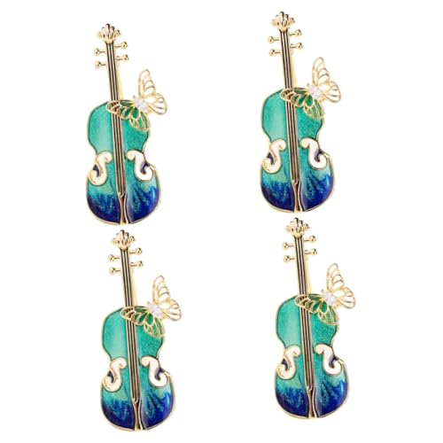Homoyoyo 4 Stück Vintage Violin Brosche für Damen Metallanstecknadel mit Musikalischem Design für Kleidung Schals Hüte Hochwertige Langlebige Ansteckbrosche Besonderes für Musikliebhaber von Homoyoyo