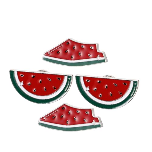 Homoyoyo 4 Stück Wassermelonenbrosche Cartoon-Fruchtnadel Brosche mit Wassermelone Tasche Brosche Stifte Brosche Reversnadel Wassermelonen-Anstecknadel Zinklegierung rot von Homoyoyo