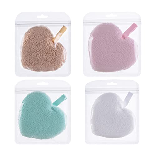 Homoyoyo 4 Stück Wiederverwendbare Make up Entferner Pads Herzförmige Gesichtsreinigungsschwämme Waschbar Umweltfreundlich Für Sanfte Hautpflege Für Make up Entfernung von Homoyoyo