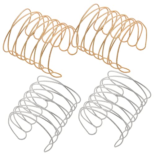 Homoyoyo 4 Stücke Metall Hand Schmuck Armreif Bands Klammer Handgelenk Manschetten Frauen Oberarm Einfache Manschette Legierung von Homoyoyo