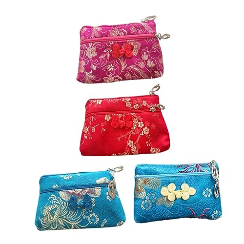 Homoyoyo 4 Stücke Zipper Seidenbeutel Chinesischer Schmuck Münzbeutel Zufälliges Muster Robuste Langlebige Aufbewahrungstasche für Schmuck Münzen Zufällige Farbe von Homoyoyo
