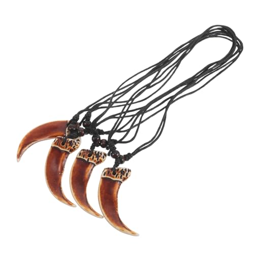 Homoyoyo 4 Teilige Halskette Mit Künstlichem Zahnanhänger Für Männer Und Frauen Verstellbar Schwarze Wachsschnur Zahnimitat Schmuck Unisex Mode Halskette Für Freizeitkleidung von Homoyoyo
