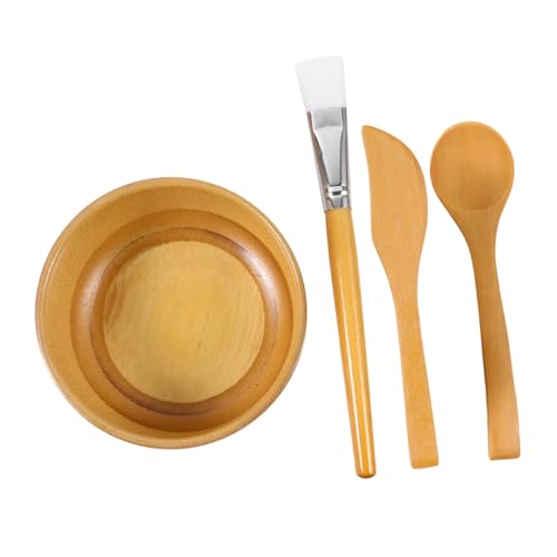 Homoyoyo 4-teiliges DIY Hautpflege Set Für – Schalen - Pinsel Spatel Und Löffel in Eleganter Holzfarbe – Schönheit Und Ideal Für Kreative von Homoyoyo