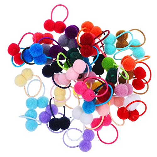 Homoyoyo 48 Stck Teiliges Flauschiger Pompom Haargummis Elastische Haarbänder mit Weichen Bällen Bunte Ponytail Halter für Mädchen Kinderfreundliche Schonende Haarschmuck für Vielseitige von Homoyoyo