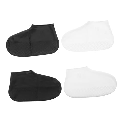Homoyoyo 4Paar wasserdichte Silikon Überschuhe rutschfeste Regen Schuhüberzieher Wiederverwendbar Strapazierfähig und Faltbar für Damen Herren für Outdoor-Einsatz von Homoyoyo