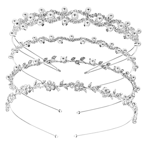 Homoyoyo 4stücke Strass-stirnband Mit Perlen Für Braut Hochzeit Haarzubehör Edelstein-tiara Zur Hochzeit Strass-haarband Für Partys Und Zeremonien von Homoyoyo