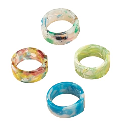 Homoyoyo 4stücke Harz Ringe Finger Ringe Fingerring Finger Ring Fingerringe Kreativer Modering Dekorativer Einzigartiger Unisex Ring Schmuck von Homoyoyo
