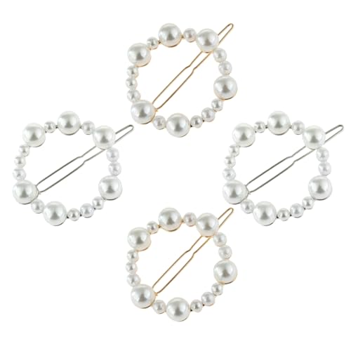 Homoyoyo 4Stücke Perlen Haarklammern für Damen Runde Haarclips und Stilvolle Haaraccessoires für Hochzeiten Partys und Alltag von Homoyoyo