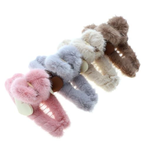 Homoyoyo 4stücke Plüsch-haarspangen Für Mädchen Süße Herz-haarclips Rutschfest Und Stark Für Dickes Und Dünnes Haar Haarschmuck-accessoire Für Alltag Und Besondere Anlässe von Homoyoyo