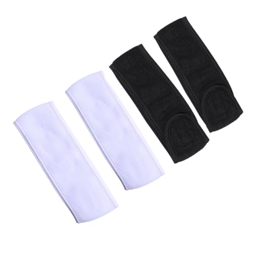 Homoyoyo 4Stücke Stirnband Stretch Head Wrap mit Anpassbarem Klebeband für Make Up Sport und Spa Weiße Schwarze von Homoyoyo