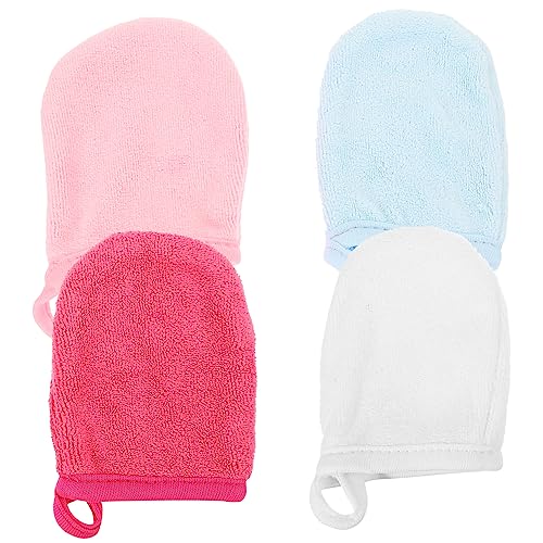 Homoyoyo 4Stücke Wiederverwendbare Mikrofaser Gesichtsreinigungshandschuhe Sanfte Makeup Entferner für Effektive Hautreinigung Hautfreundliches und Waschbares Material von Homoyoyo