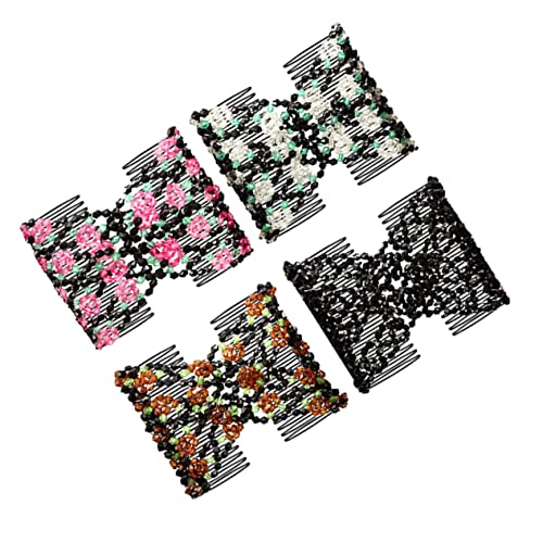 Homoyoyo 4stücke Schlanker Doppel-haarkamm Mit Perlen Dehnbares Haarspangen-accessoire Langlebiger Perlenkamm Haarschmuck Für Frauen Und Mädchen Zufälliger Stil von Homoyoyo