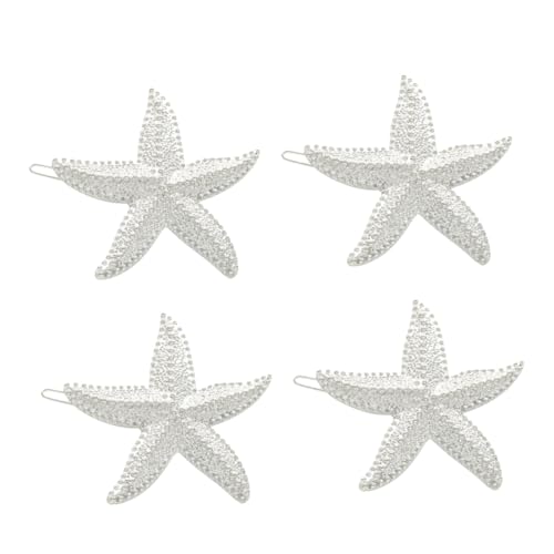 Homoyoyo 4stücke Teilige Vintage Haarclips Minimalistische Haarspangen Fünfpunktige Stern-haarspange Mädchen Kopfschmuck Silber von Homoyoyo
