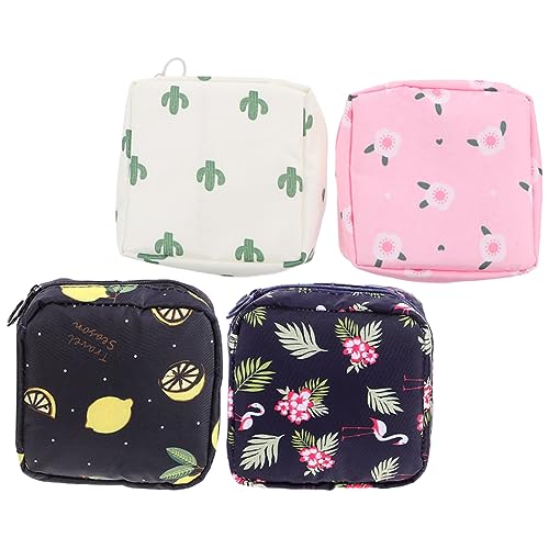 Homoyoyo 4stücke Praktischer Aufbewahrungsbeutel Für Damen in Verschiedenen Designs Für Hygienetücher Und Kleingeld Stylische Und Kompakte Kosmetiktasche Mit Reißverschluss von Homoyoyo