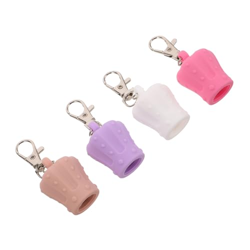 Homoyoyo 4stücke Silikon-ersatzdeckel Für Lipgloss-tuben Schlüsselanhänger Mit Metallclip Wiederverwendbarer Lipgloss-abdeckung Tragbarer Lippenbalsam-kappen-halter Für Mädchen Und von Homoyoyo