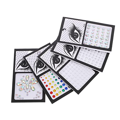 Homoyoyo 5 Blätter Gesichts Juwelen Aufkleber Selbstklebende Strasssteine für Makeup Farben Verschiedene Formen für Festivals Karneval Partys und Mehr von Homoyoyo