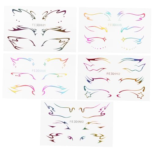 Homoyoyo 5 Blätter Selbstklebende Eyeliner Aufkleber Wasserfestes Festival Eye Tattoos für Halloween Karneval und Kostümparty Dekorative Gesichtssticker für Einzigartiges Make Up von Homoyoyo