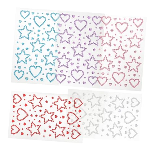 Homoyoyo 5 Bögen Strasssteine ​​Zum Aufkleben Für Festival Make Up Der Rückseite Geformt Für Gesicht Haare Party – Selbstklebende Aufkleber Zum Aufkleben Für DIY Und Tagesbasteln von Homoyoyo