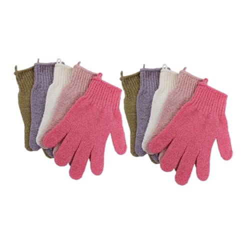 Homoyoyo 5 Paare Doppelseitige Dicke Fünf finger Duschhandschuhe Waschhandschuhe zur Körperreinigung Elastisch Einheitsgröße für Damen Herren Aufhängeöse Schnell Trocknend Waschbar von Homoyoyo