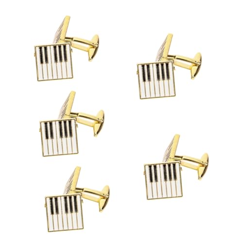 Homoyoyo 5 Paare Piano Manschettenknöpfe für Herren Goldene Cufflinks mit Kreativem Klavierdesign Stilvolle Hemdknöpfe für Anzüge für Hochzeit Besondere Anlässe Eleganter Herrenschmuck von Homoyoyo