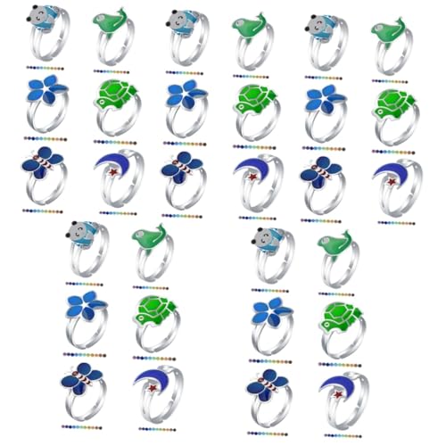 Homoyoyo 5 Sätze Teiliges Verstellbare Ringe Mit Farbwechsel Bei Temperatur Cartoon Muster Für Partys Täglichen Gebrauch Lovely Ring 6 Stück * 5 von Homoyoyo