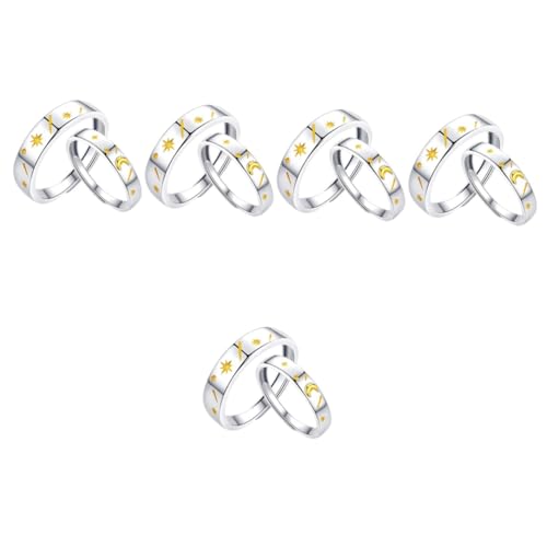 Homoyoyo 5 Sätze Verstellbare Ringe Mit Sternmotiv Kreative Eheringe Für Verlobung Oder Hochzeit Geschenkidee Für Ihn Langlebiges Kupfermaterial Elegant 2 Stück * 5 von Homoyoyo