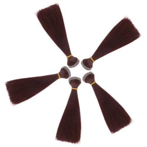 Homoyoyo 5 Stück 15cm Hitzebeständige Puppenperücken Handgefertigte Selbstgemacht Puppenperücken aus Glattem Haar Rosennetz Design für Mädchen und Bastelprojekte von Homoyoyo