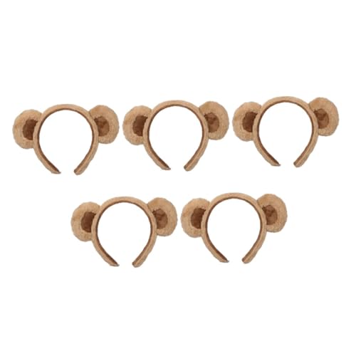 Homoyoyo 5 Stück Bärenohr Stirnband Ohr Haarband süße Haarbänder Bärenohren Make-up Haarreifen tierische Haarbänder Tierhaarbänder Bärenohren Haarschleife Bärenohren Haarband Stoff Brown von Homoyoyo