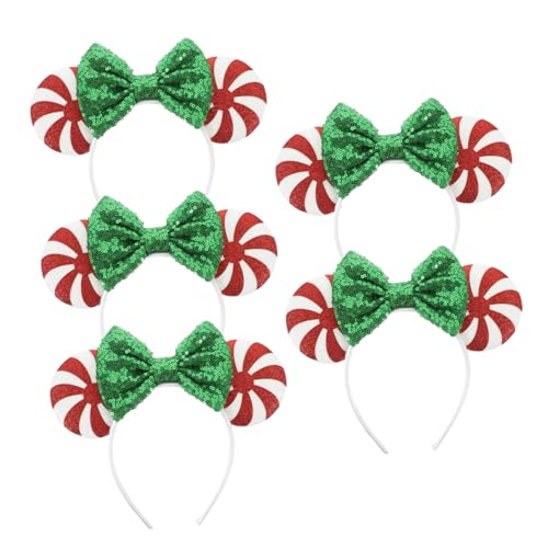 Homoyoyo 5 Stück Candy Stirnbänder mit Pailletten Schleife Weihnachts Haarreif Festlich Damen Mädchen Party Kopfschmuck Vielseitig und Bequem für Feiertage und Geburtstagsfeiern von Homoyoyo