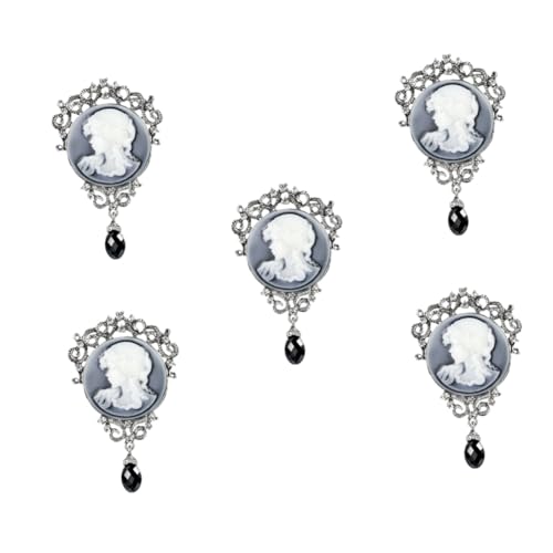 Homoyoyo 5 Stück Damen Vintage Portrait Brosche Schmuckbrosche für Schal Stola oder Kleidung Kreatives Design für Besondere Anlässe Tägliche Outfits Leicht Komfortabel von Homoyoyo
