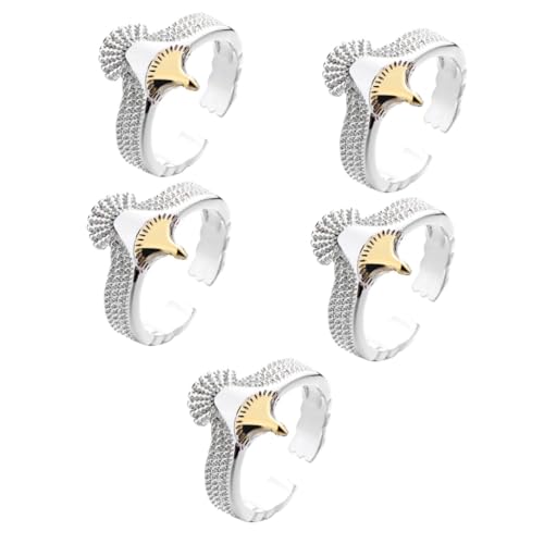 Homoyoyo 5 Stück Eagle Ring Retro Style Offener Finger Ring für Damen Herren Verstellbar Glamouröses Accessoire für Besondere Anlässe für Geburtstage Hochzeiten von Homoyoyo