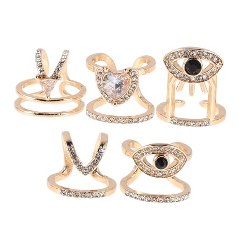 Homoyoyo 5 Stück Fingernagelringe Für Frauen Und Mädchen Verstellbar Offenes Design Maniküre Nagelkunst Schmuck Strass Fingernagelspitzenring Für Partys Und Den Alltag von Homoyoyo