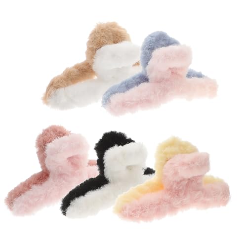 Homoyoyo 5 Stück Flauschige Haarklammern Rutschfeste Haarspangen mit Greifzähnen für Damen Vielseitig für Dünnes und Dickes Haar Haarschmuck Clips für Alltag und Zufällige Zufällige Farbe von Homoyoyo